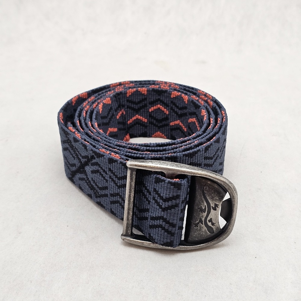Chaco Webbing Belt Hiking Outdoor Geometric Blue Orange Metal Buckle 46" x 1.5"